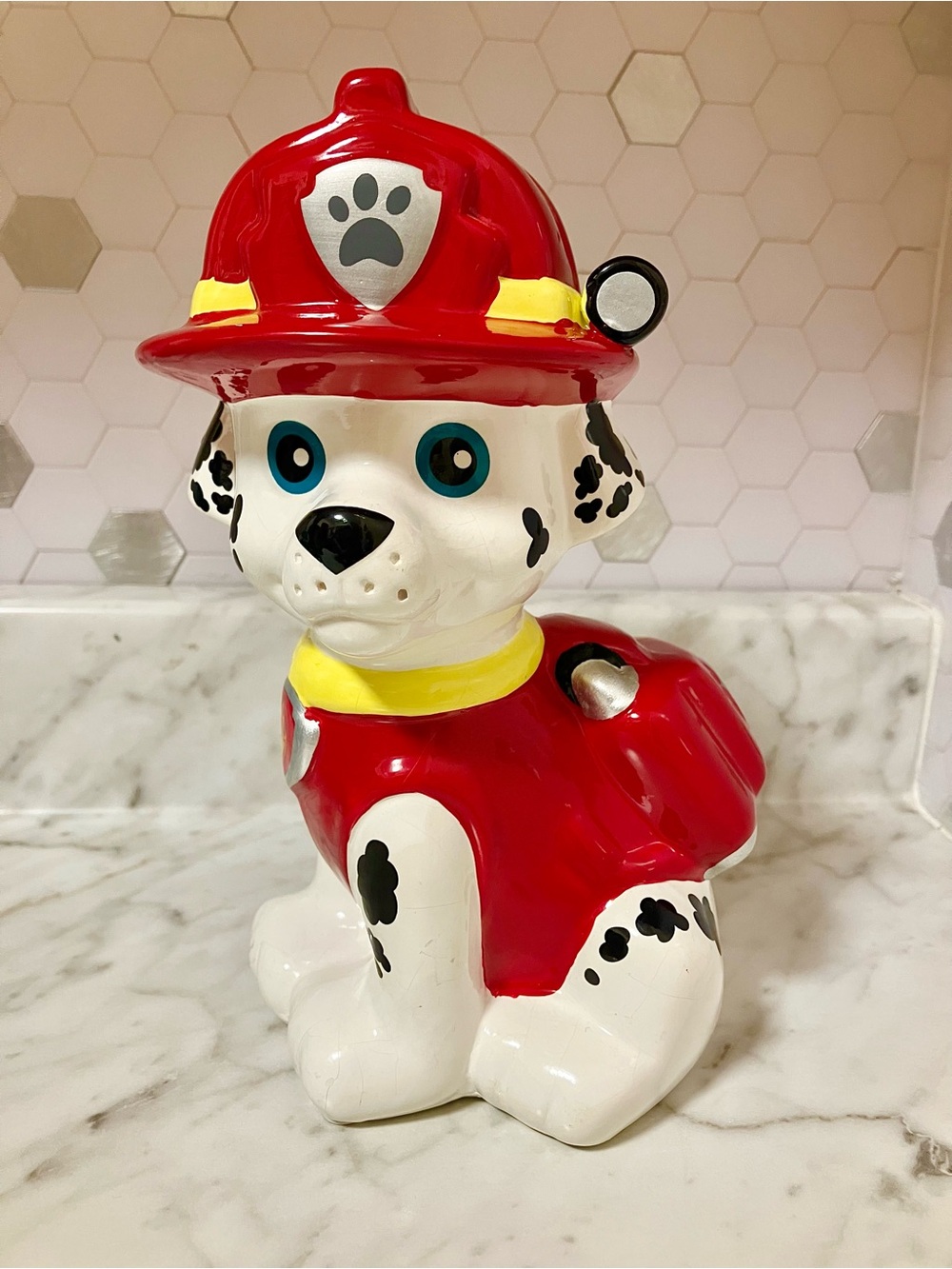 Paw Patrol Marshall Red and White Dalmatian Firefighter Piggy Bank